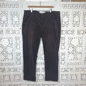 NEW Soft Surroundings Brown Corduroy Pants Womens 18W Straight Leg Boho Retro